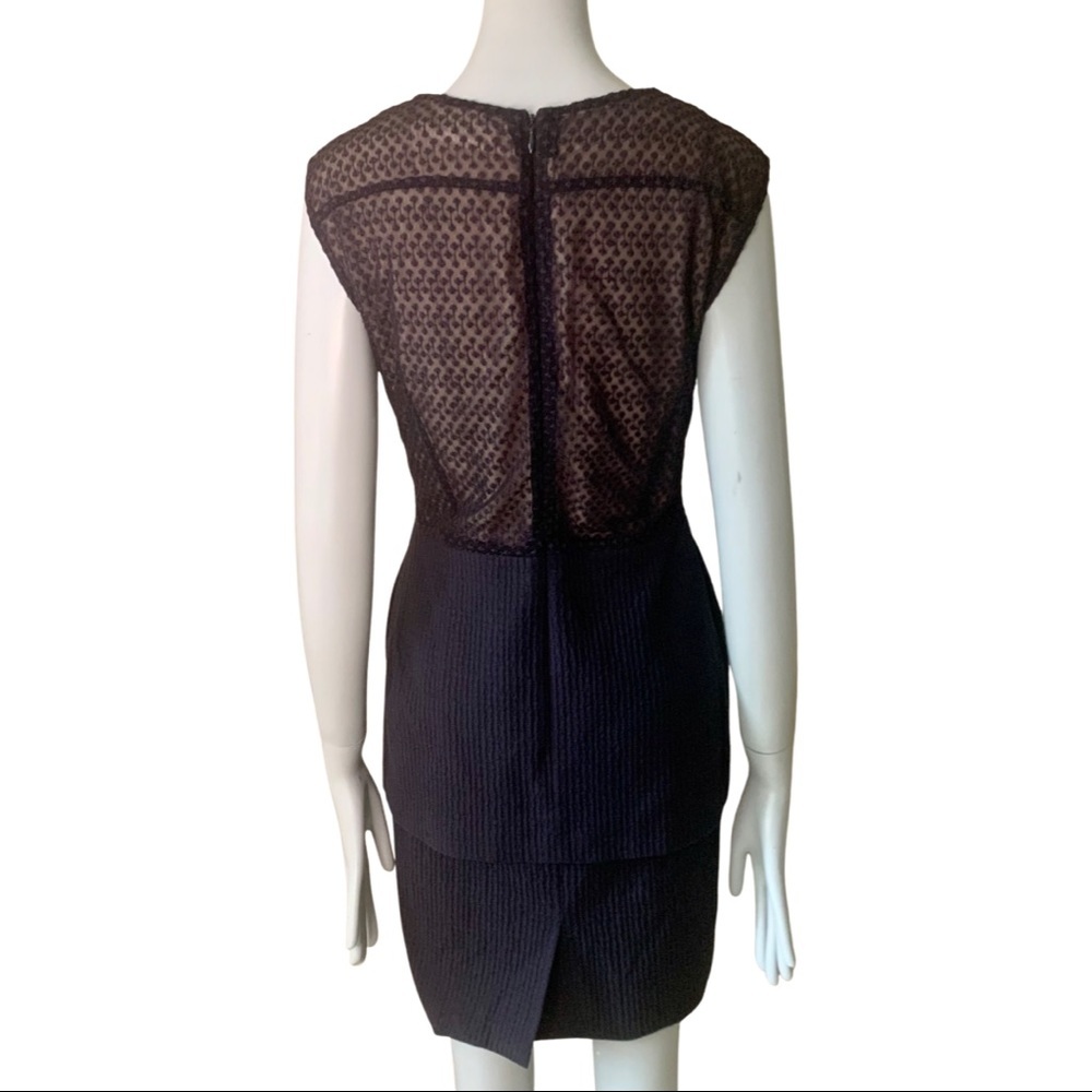 O’2ND Peplum Embroidered Sheer Sleeveless Blue Dress Size 8 - Picture 9 of 15